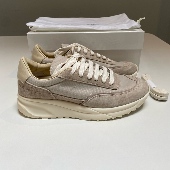 Woman by Common Projects Track 80 Sneaker in Tan Suede/Ripstop sz 38 New in Box - Picture 3 of 9
